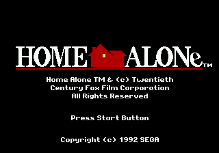 Home Alone title screen for Sega Mega Drive